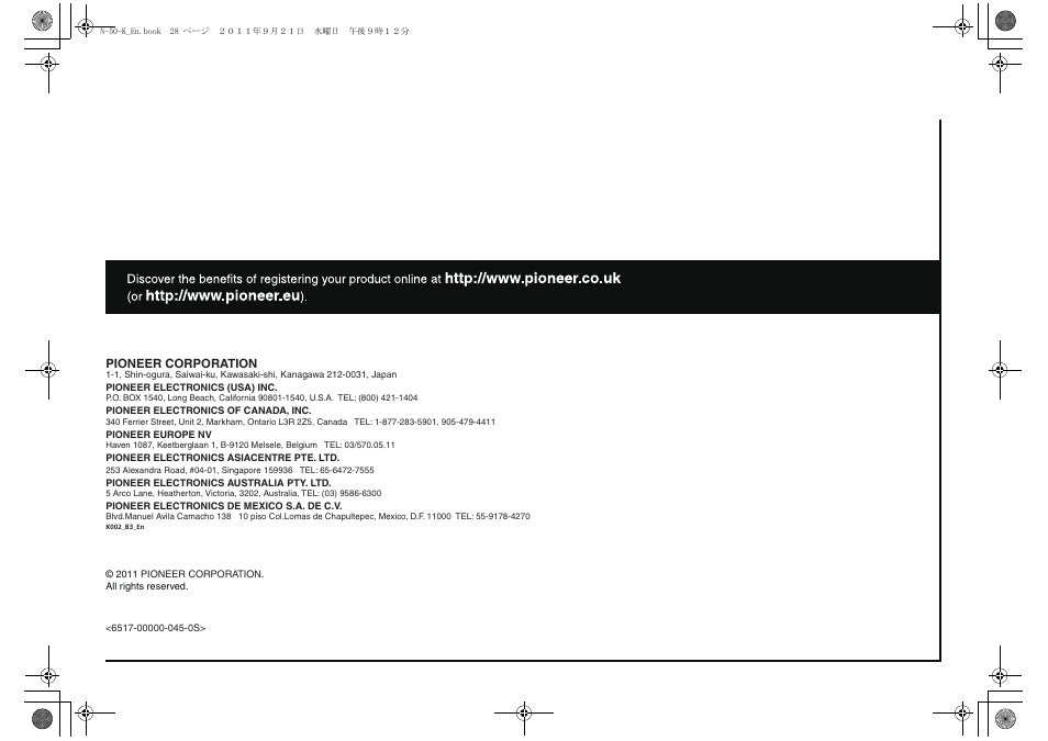 Pioneer N-30-K User Manual | Page 28 / 28