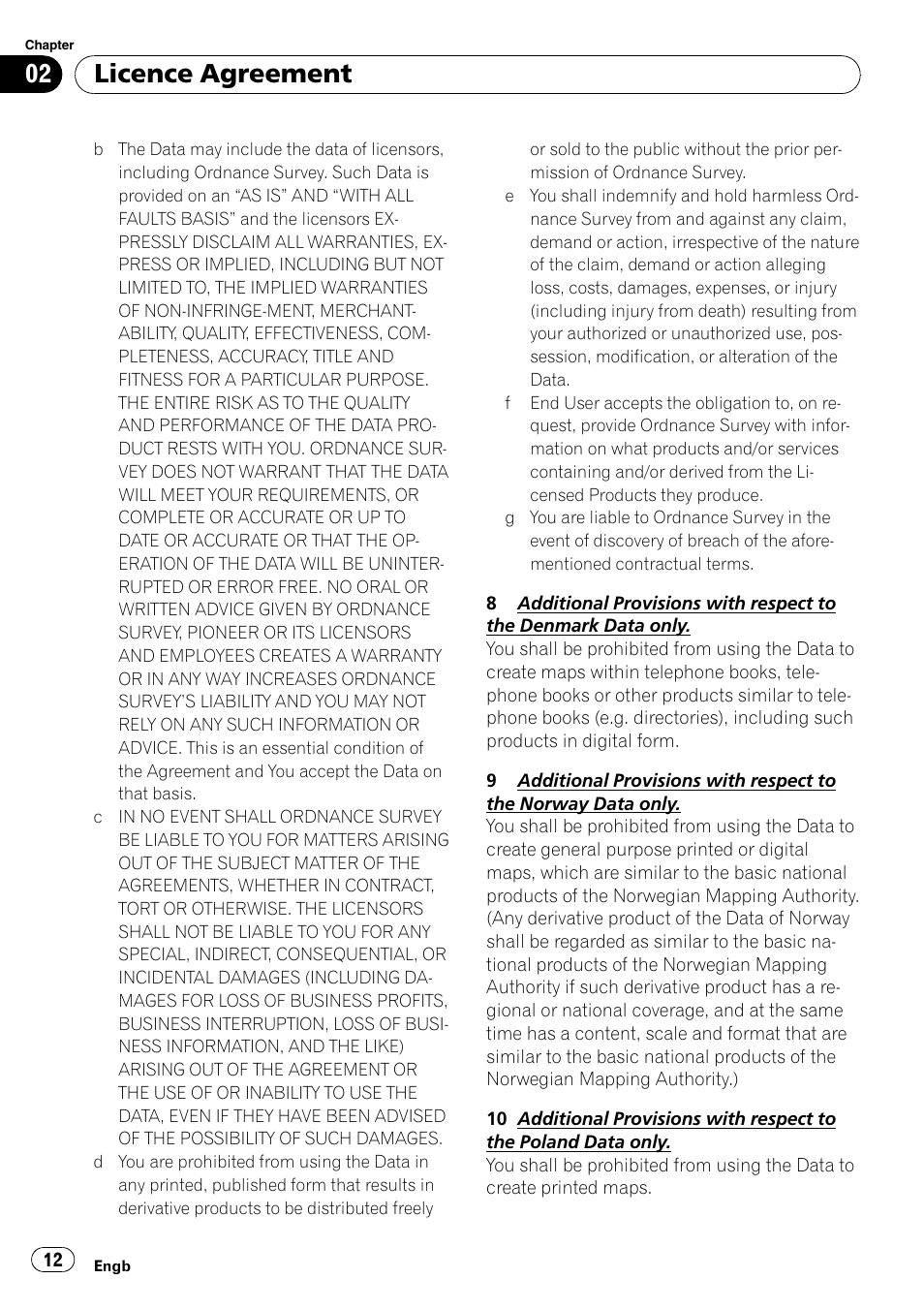 Licence agreement | Pioneer AVIC-F10BT User Manual | Page 12 / 100