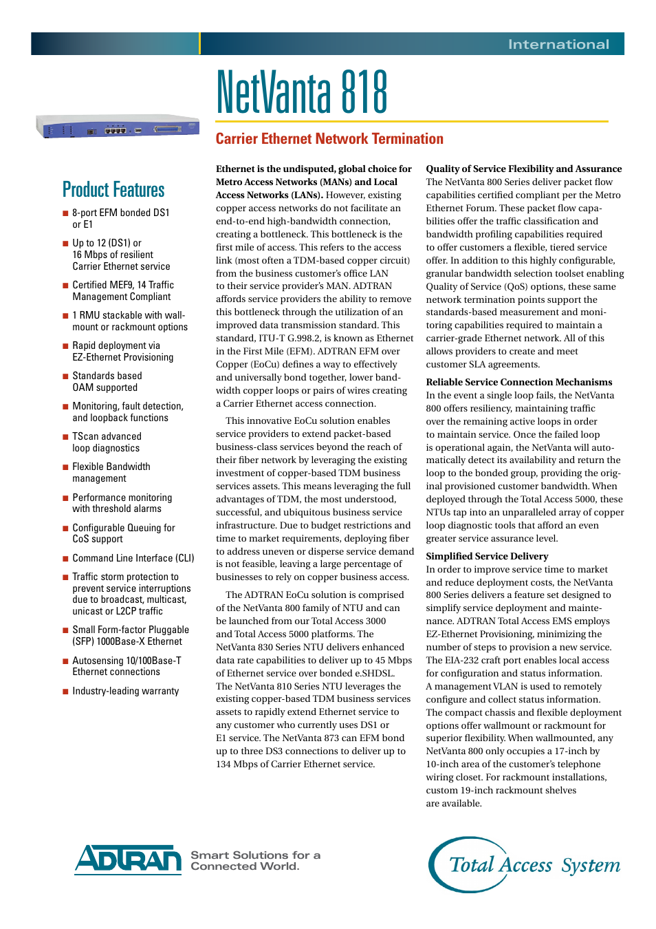 ADTRAN NetVanta 818 User Manual | 2 pages