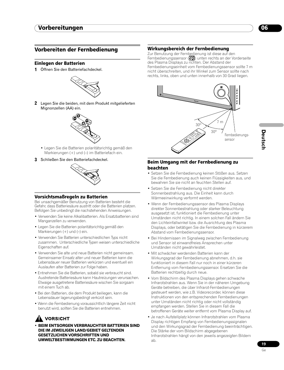 Vorbereiten der fernbedienung, 06 vorbereitungen | Pioneer PDP-435FDE User Manual | Page 111 / 140