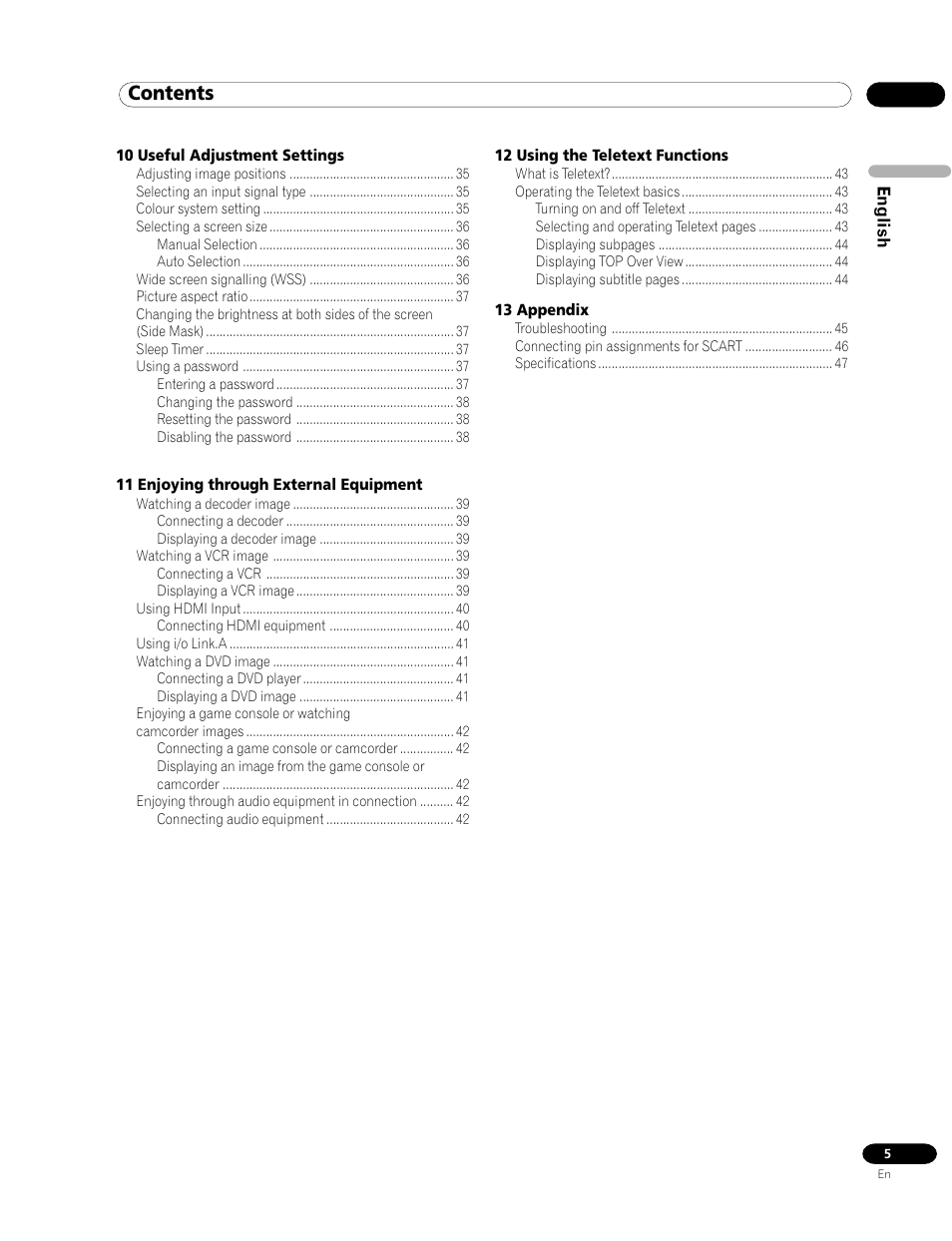 Pioneer PDP-435FDE User Manual | Page 5 / 140