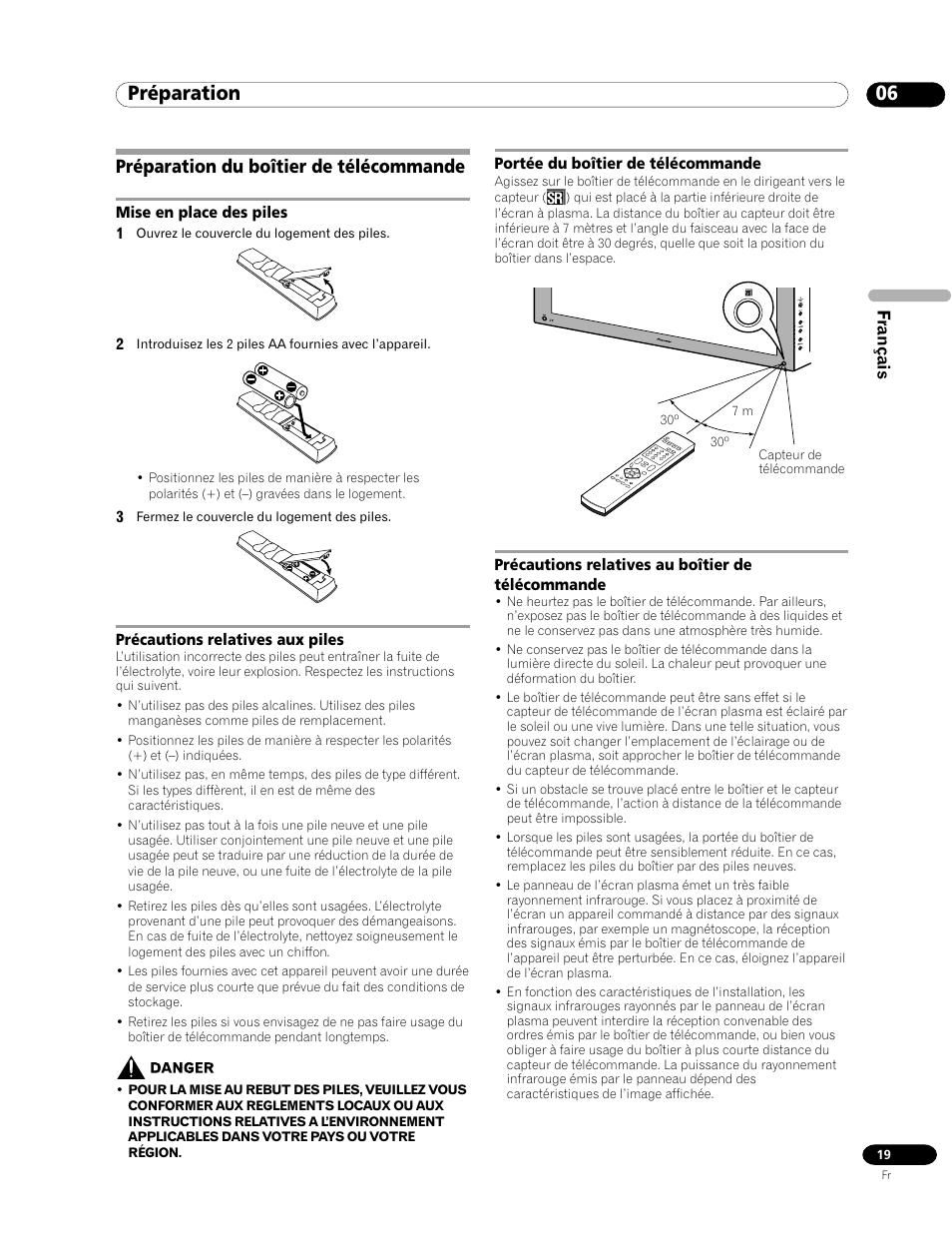 Préparation du boîtier de télécommande, 06 préparation | Pioneer PDP-435FDE User Manual | Page 65 / 140