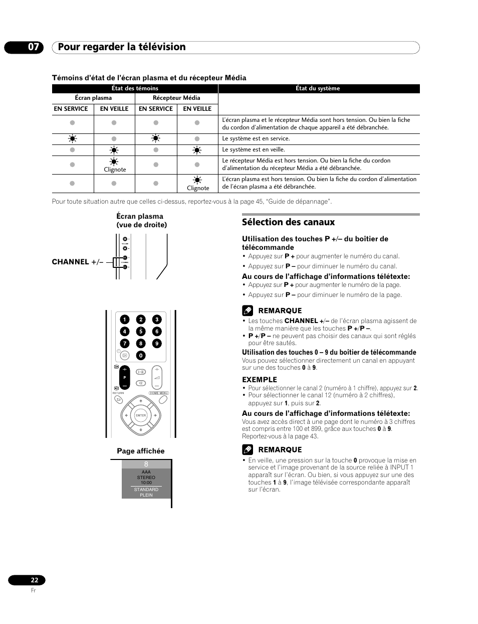 Sélection des canaux, 07 pour regarder la télévision | Pioneer PDP-435FDE User Manual | Page 68 / 140