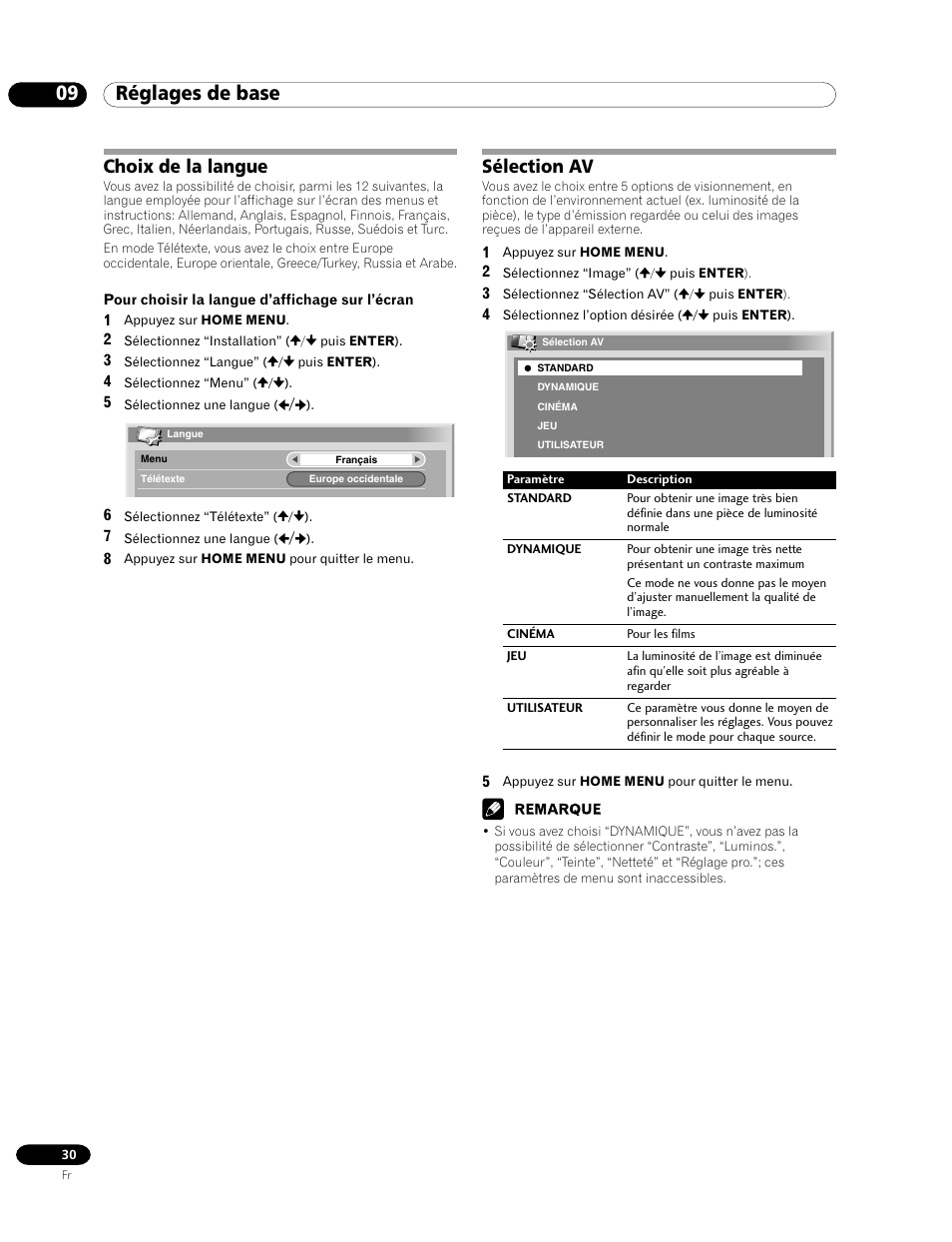 Choix de la langue sélection av, 09 réglages de base, Choix de la langue | Sélection av | Pioneer PDP-435FDE User Manual | Page 76 / 140