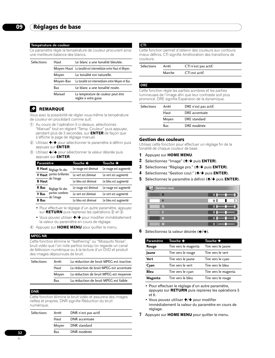 Gestion des couleurs, 09 réglages de base | Pioneer PDP-435FDE User Manual | Page 78 / 140