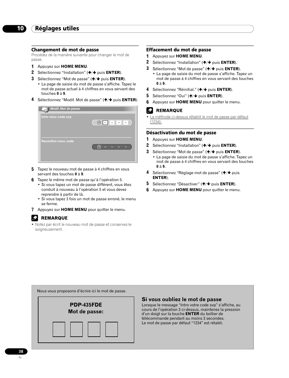 10 réglages utiles | Pioneer PDP-435FDE User Manual | Page 84 / 140