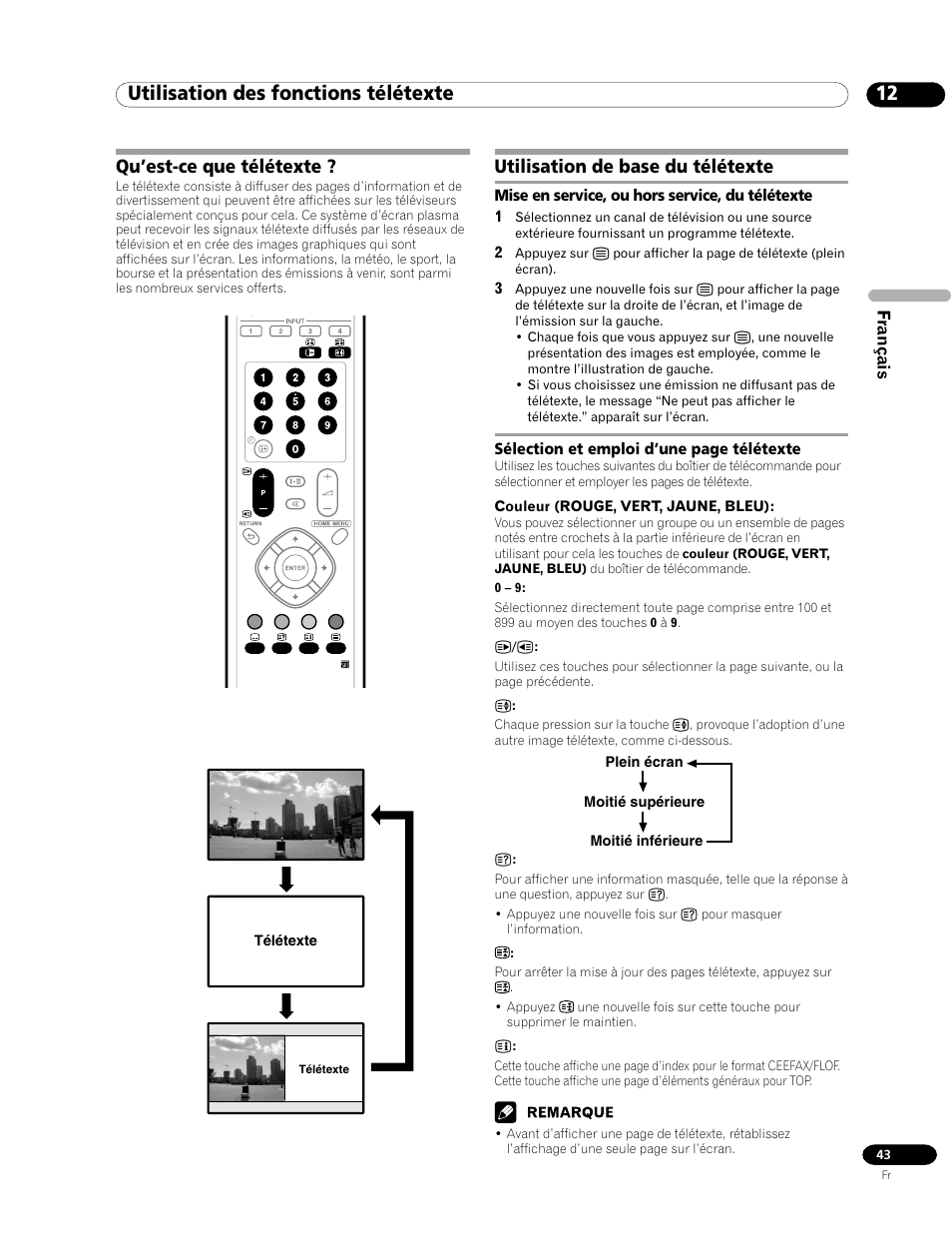 12 utilisation des fonctions télétexte, Qu’est-ce que télétexte, Utilisation de base du télétexte | Pioneer PDP-435FDE User Manual | Page 89 / 140