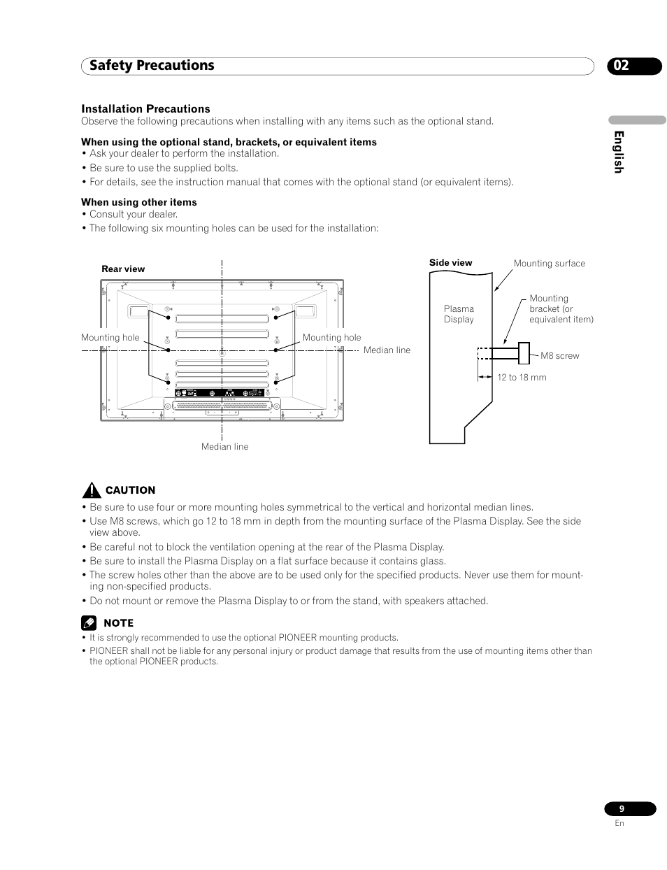 02 safety precautions | Pioneer PDP-435FDE User Manual | Page 9 / 140