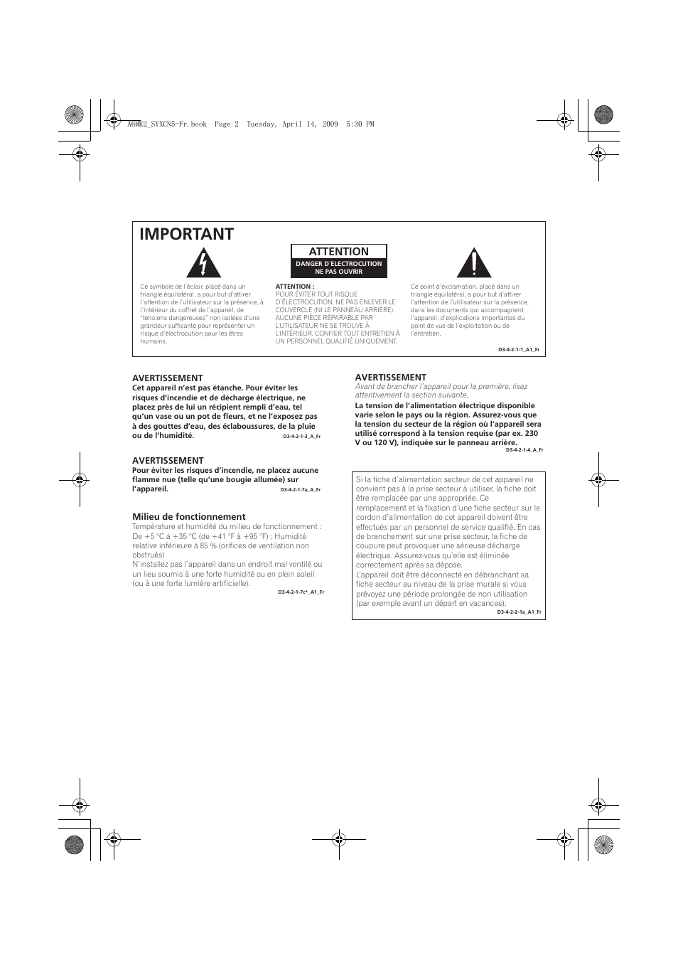 Important, Attention | Pioneer A-A6MK2-K User Manual | Page 16 / 99
