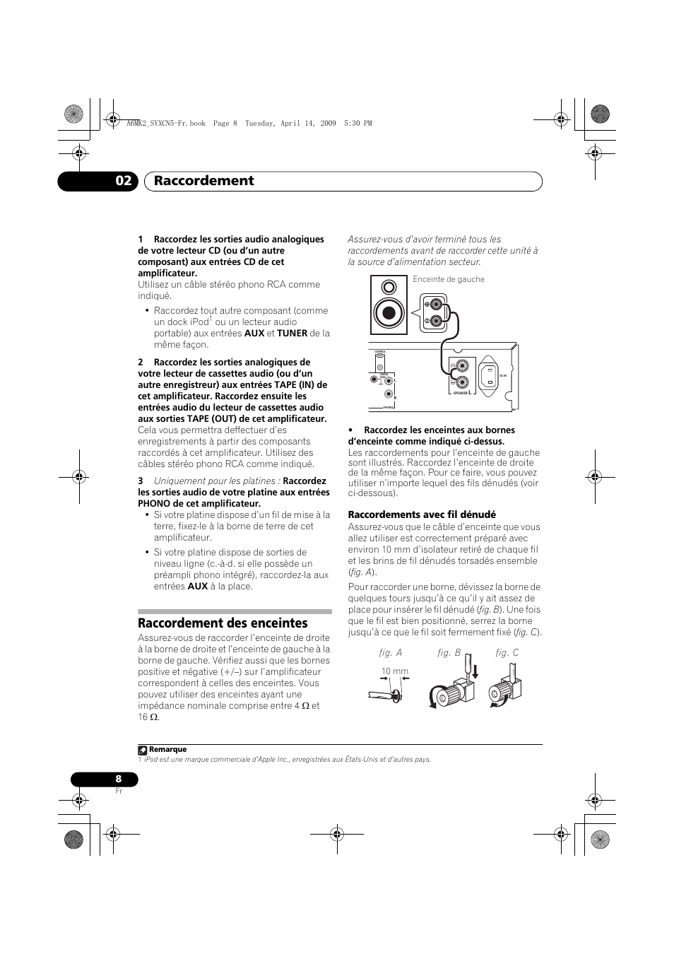 Raccordement des enceintes, Raccordement 02 | Pioneer A-A6MK2-K User Manual | Page 22 / 99
