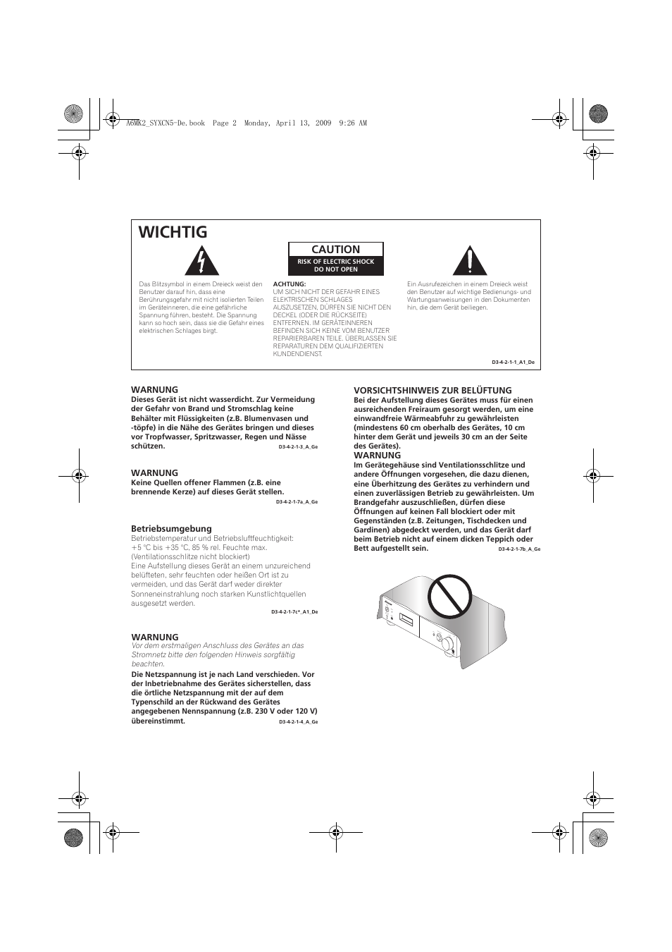 Wichtig | Pioneer A-A6MK2-K User Manual | Page 30 / 99