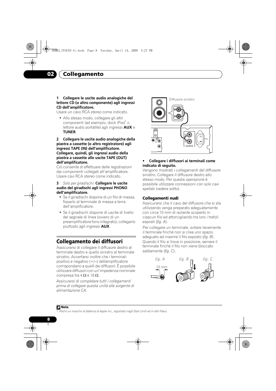 Collegamento dei diffusori, Collegamento 02 | Pioneer A-A6MK2-K User Manual | Page 64 / 99