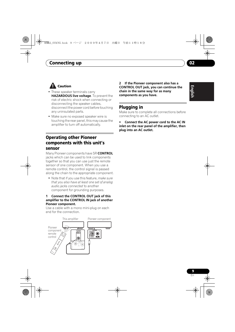 Plugging in, Connecting up 02 | Pioneer A-A6MK2-K User Manual | Page 9 / 99