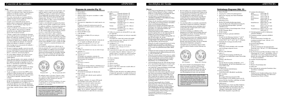 Conexión de las unidades <español, Anschließen der geräte <deutsch, Diagrama de conexión (fig. 12) | Verbindungs-diagramm (abb. 12) | Pioneer DEH-P6800MP User Manual | Page 5 / 7