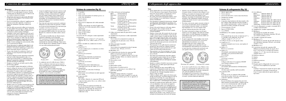 Connexion des appareils <français, Collegamento degli apparecchio <italiano, Schéma de connexion (fig. 12) | Schema di collegamento (fig. 12) | Pioneer DEH-P6800MP User Manual | Page 6 / 7