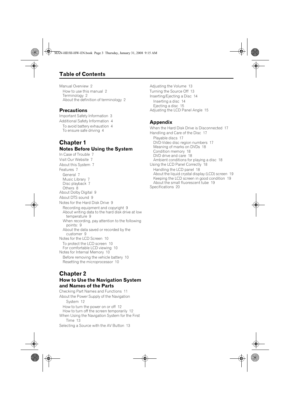 Pioneer AVIC-HD3-II User Manual | Page 3 / 26