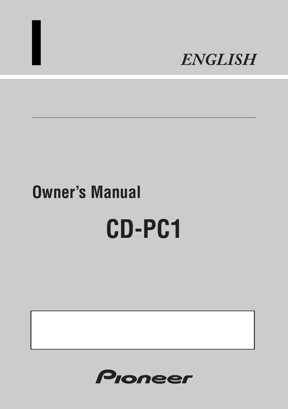 Pioneer CD-PC1 User Manual | 32 pages