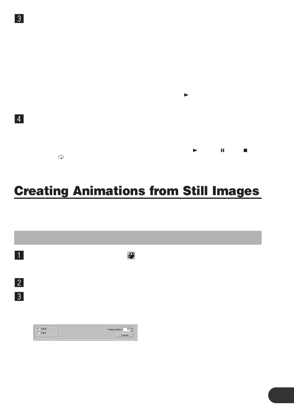 Creating animations from still images, Selecting the animation to create, Click “capture” to capture the images | Click “creating movies, Select the image file and click “open | Pioneer CD-PC1 User Manual | Page 13 / 32