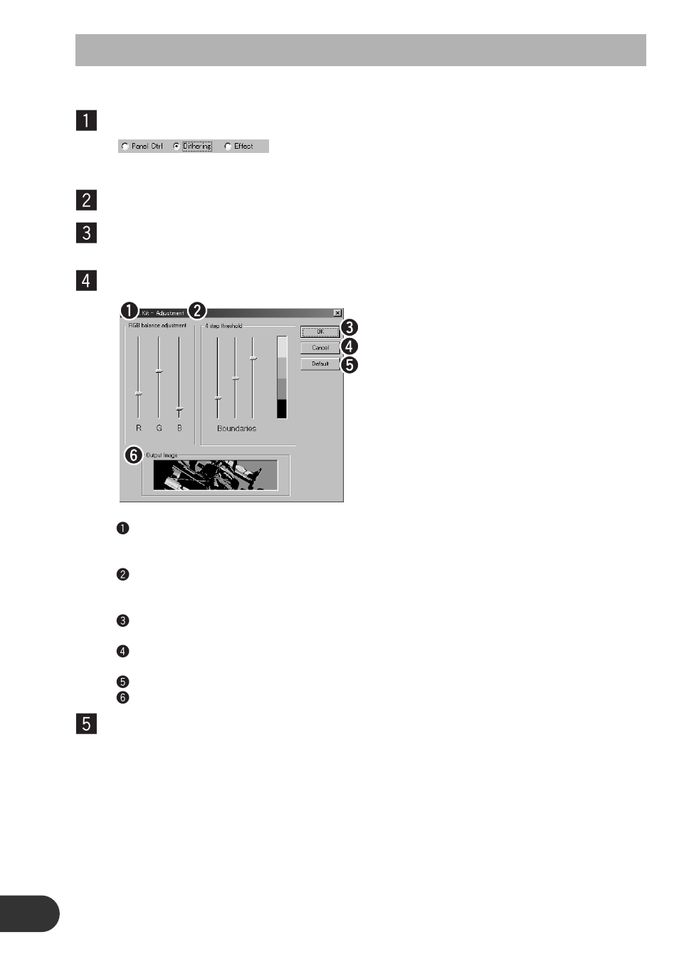 Setting the image conversion, Method in detail, Adjusting the image | Setting the image conversion method in detail, Click “dithering, Click “off, Click “details, Set the conversion method in detail, When completed with settings, click “ok | Pioneer CD-PC1 User Manual | Page 18 / 32