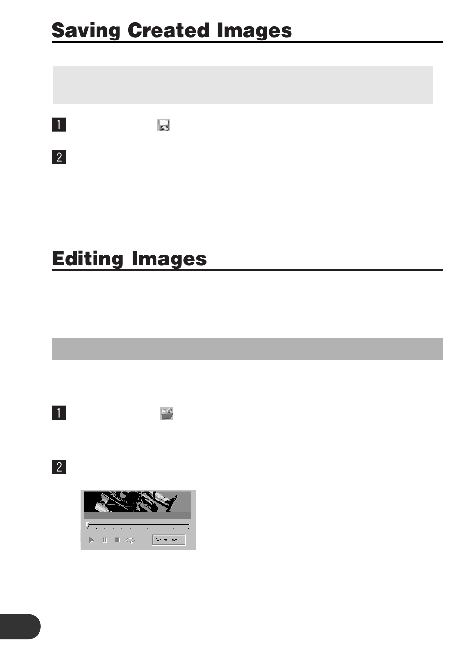 Saving created images, Editing images, Inserting text images | Pioneer CD-PC1 User Manual | Page 20 / 32