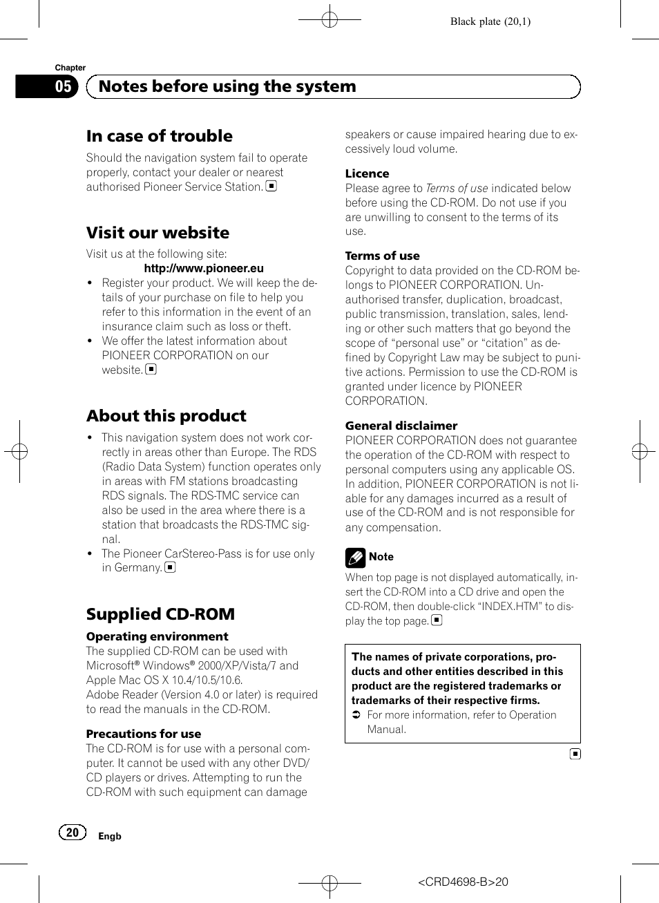 Notes before using the system in case of trouble, Visit our website, About this product | Supplied cd-rom | Pioneer AVIC-F950DAB User Manual | Page 20 / 104
