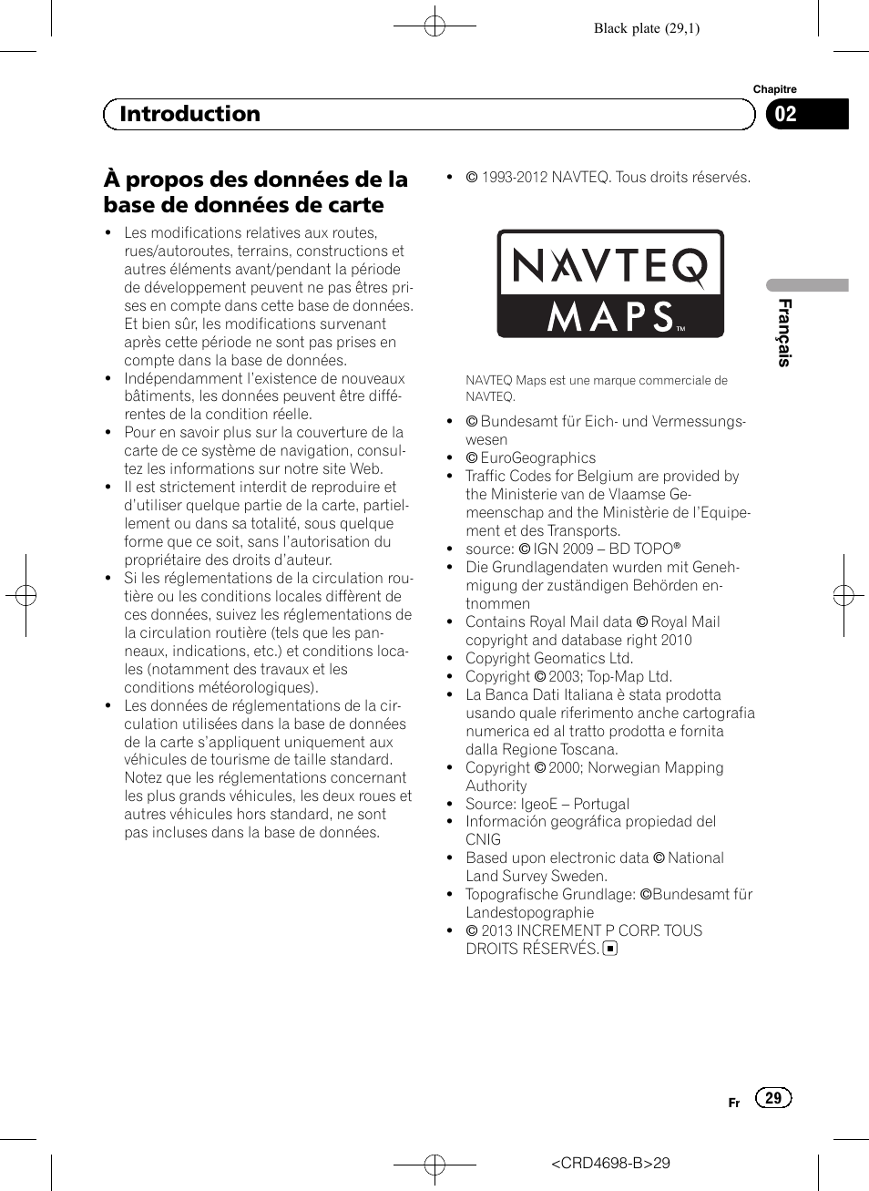 À propos des données de la base de données, De carte, 02 introduction | Pioneer AVIC-F950DAB User Manual | Page 29 / 104