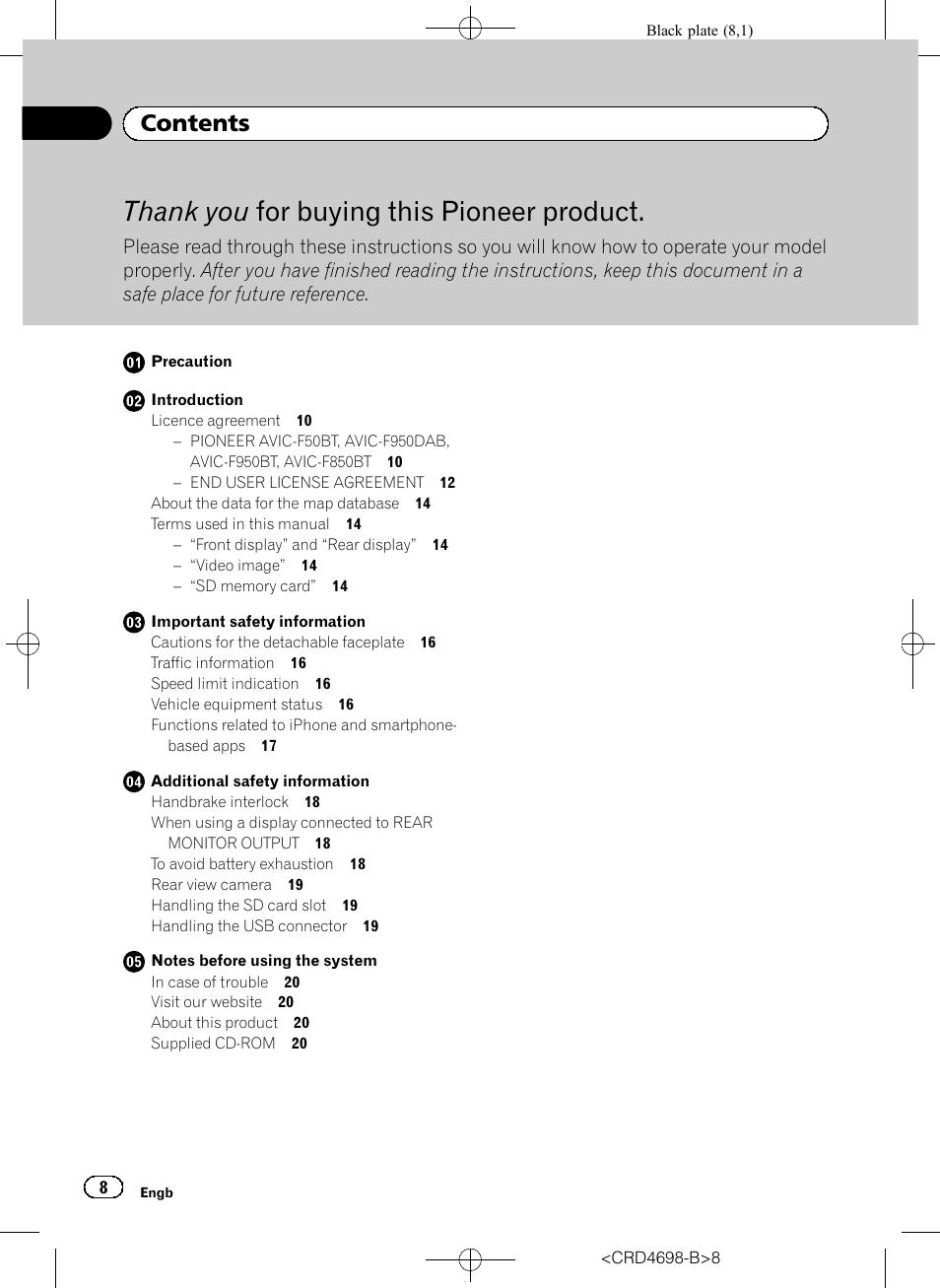 Pioneer AVIC-F950DAB User Manual | Page 8 / 104