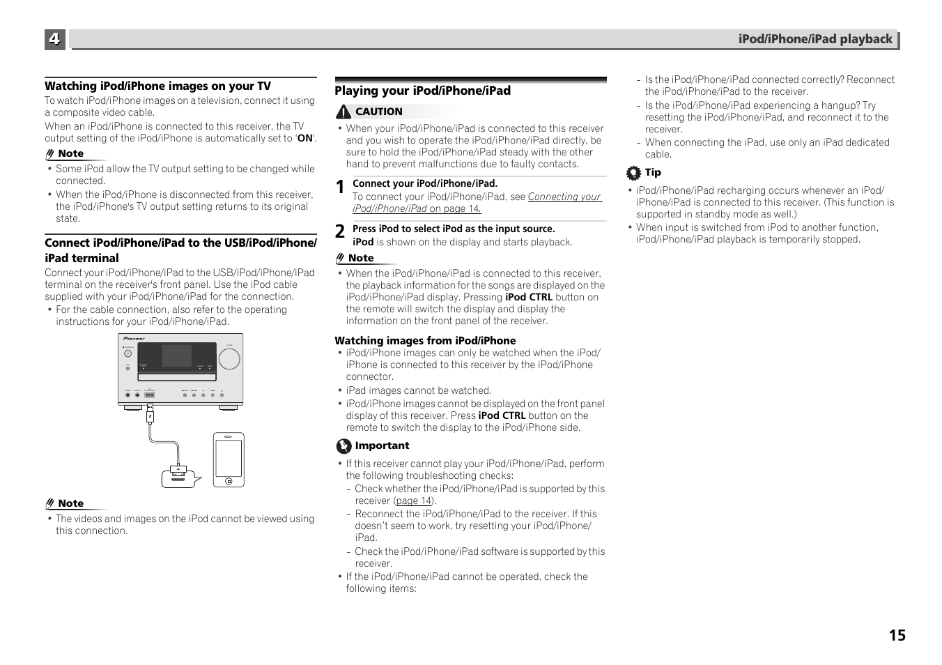 Playing your ipod/iphone/ipad | Pioneer X-HM71-S User Manual | Page 15 / 42