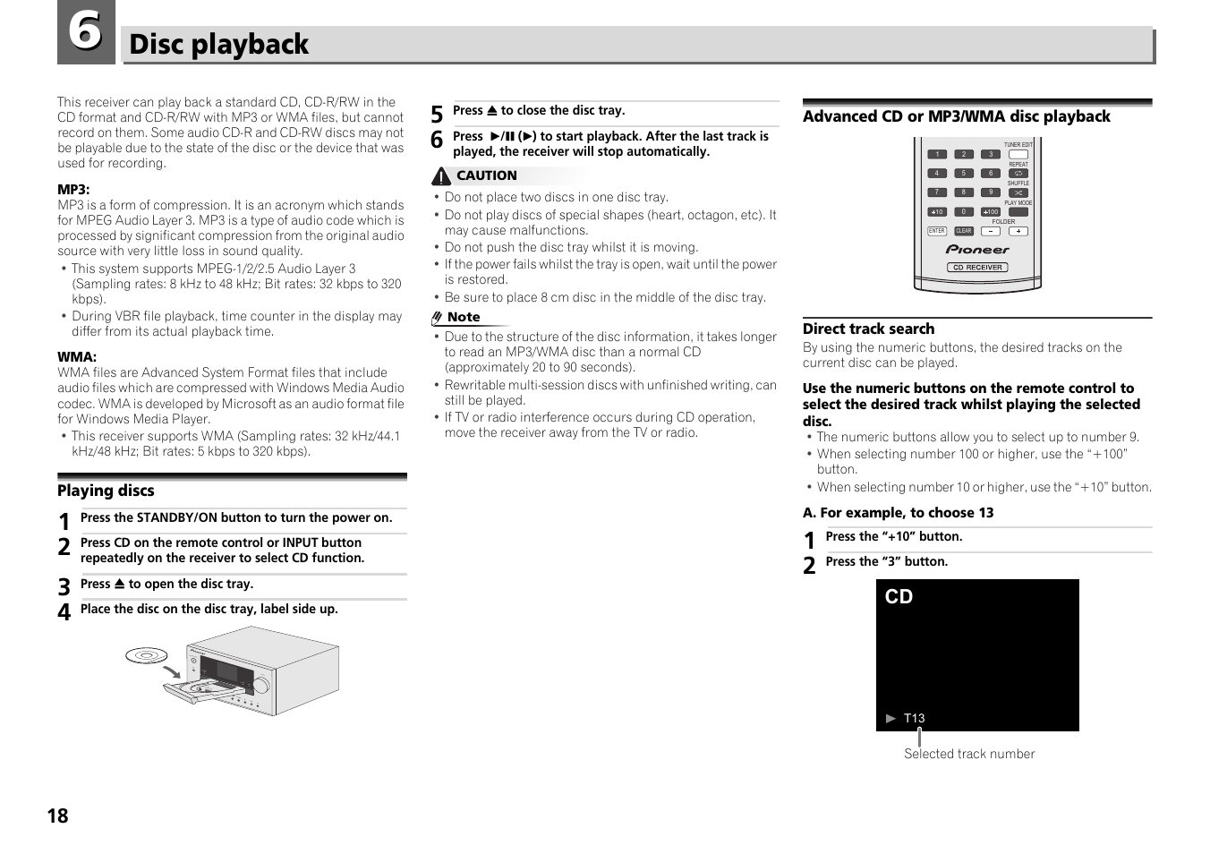 06 disc playback, Playing discs, Advanced cd or mp3/wma disc playback | Disc playback | Pioneer X-HM71-S User Manual | Page 18 / 42