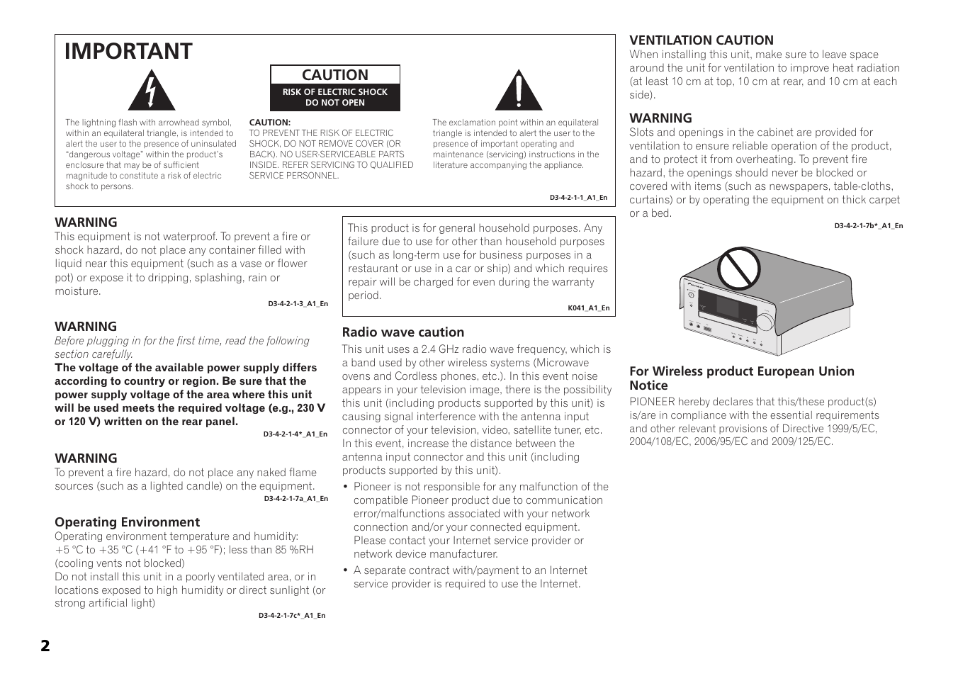 Important | Pioneer X-HM71-S User Manual | Page 2 / 42