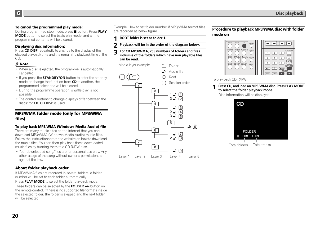 Mp3/wma folder mode (only for mp3/wma files) | Pioneer X-HM71-S User Manual | Page 20 / 42