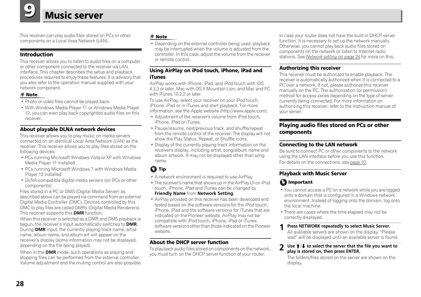 09 music server, Introduction, Music server | Pioneer X-HM71-S User Manual | Page 28 / 42