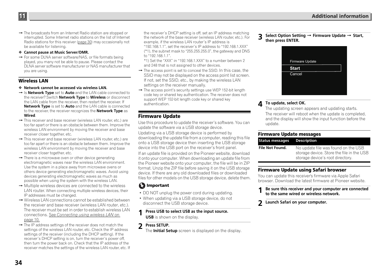 Firmware update | Pioneer X-HM71-S User Manual | Page 34 / 42