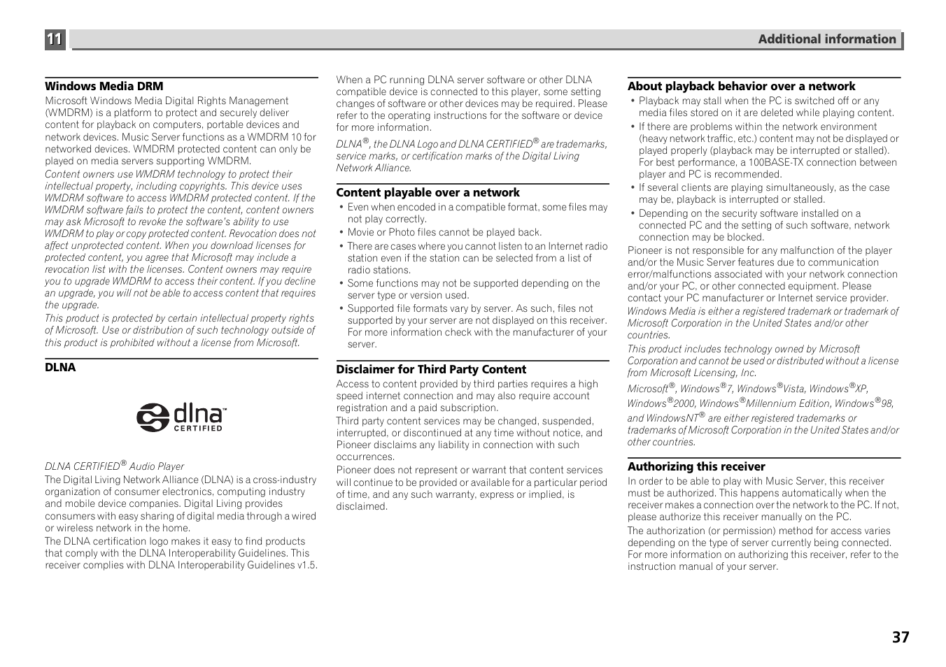 Pioneer X-HM71-S User Manual | Page 37 / 42