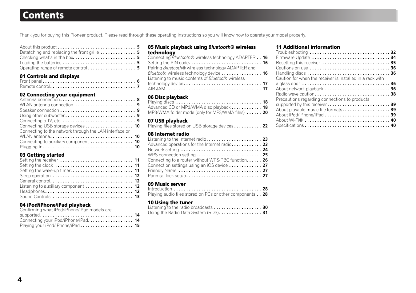 Pioneer X-HM71-S User Manual | Page 4 / 42