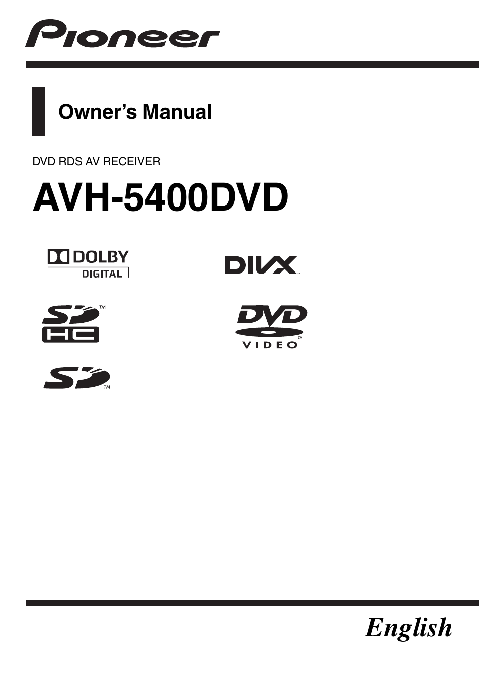 Pioneer AVH-5400DVD User Manual | 72 pages