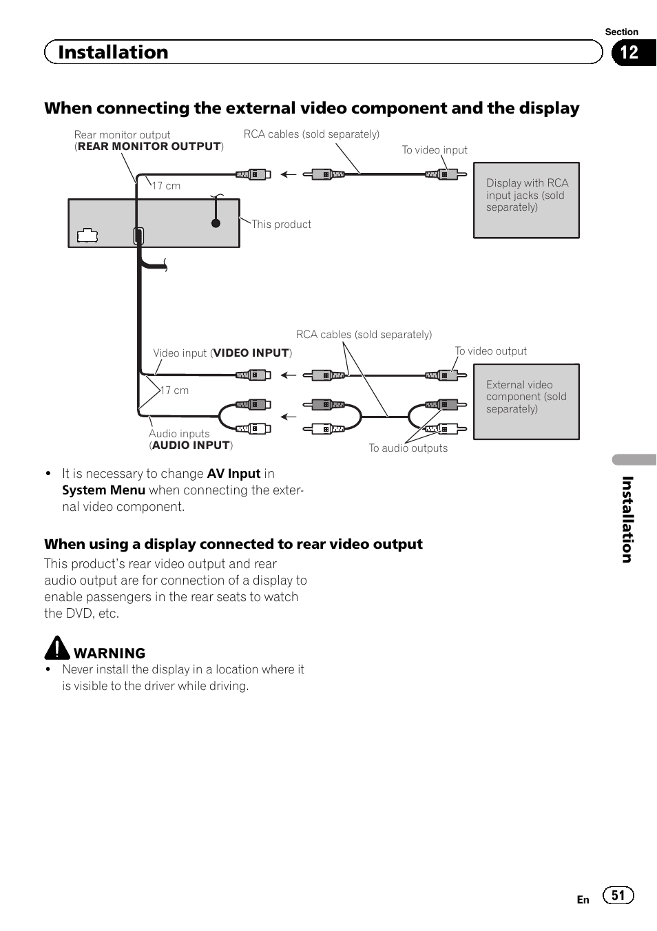 Installation | Pioneer AVH-5400DVD User Manual | Page 51 / 72