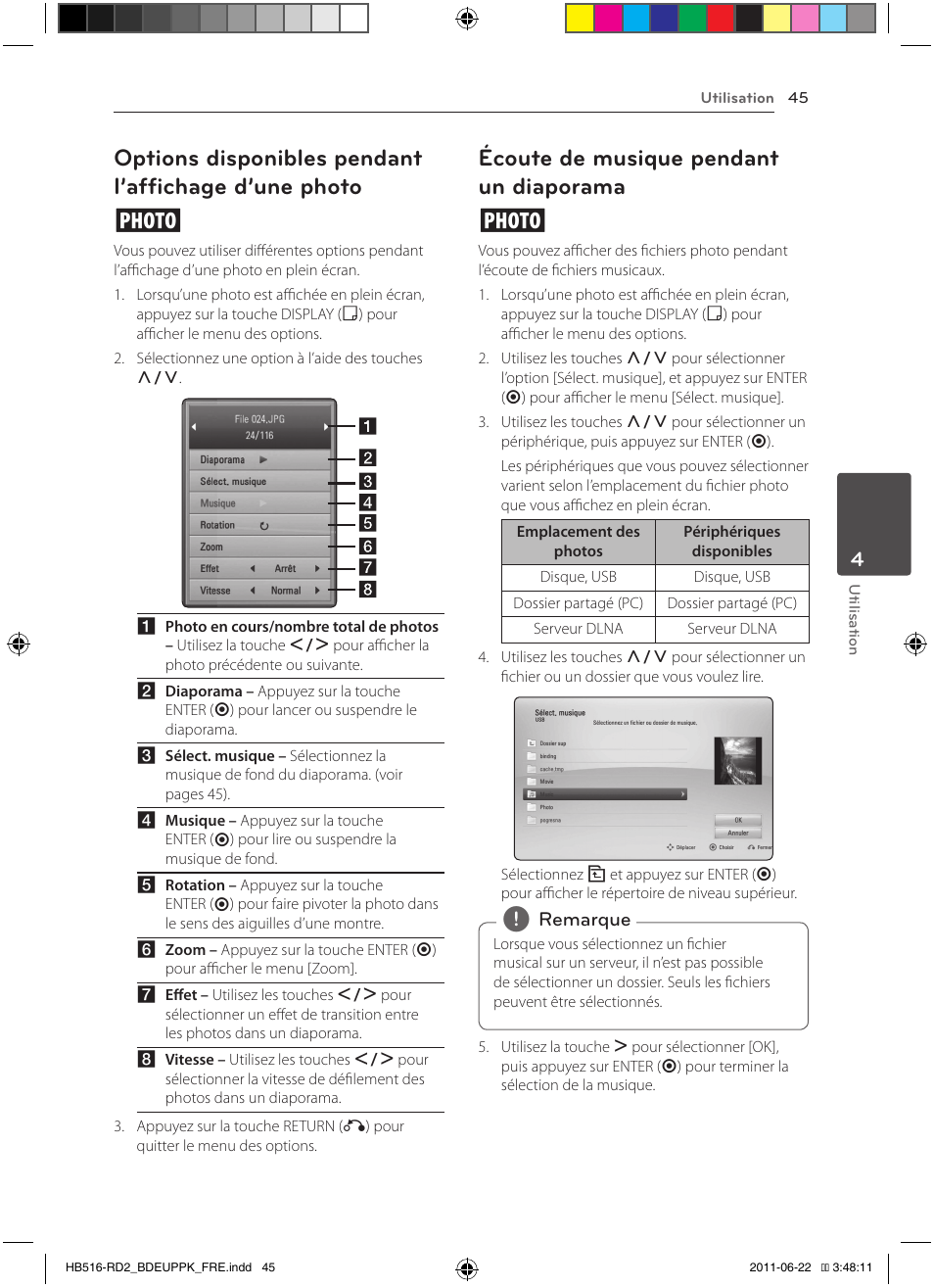 45 – options disponibles pendant, L’affichage d’une photo, 45 – écoute de musique pendant un | Diaporama, Écoute de musique pendant un diaporama i | Pioneer BCS-HW919 User Manual | Page 111 / 412