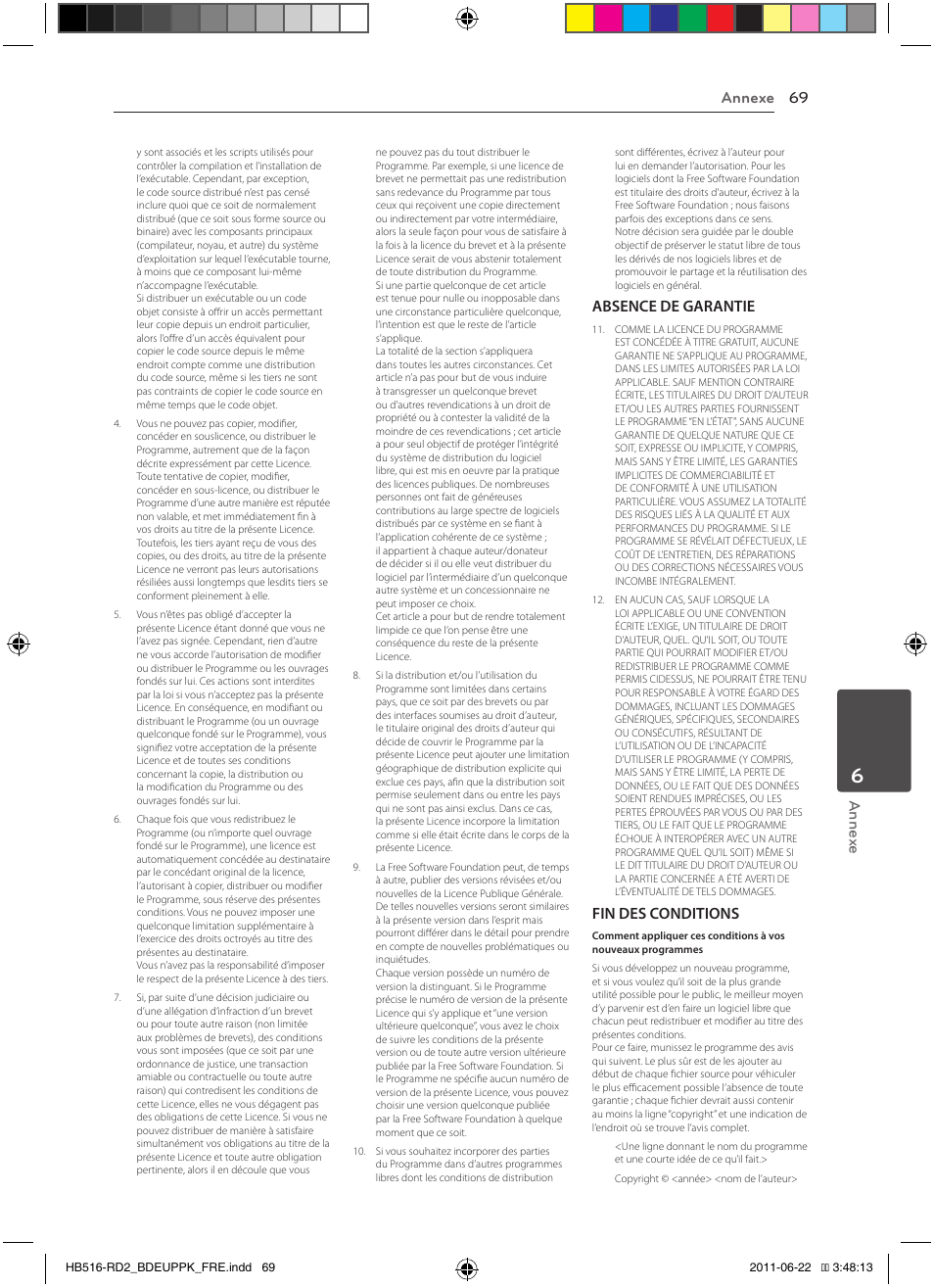 Annexe 69 annex e, Absence de garantie, Fin des conditions | Pioneer BCS-HW919 User Manual | Page 135 / 412