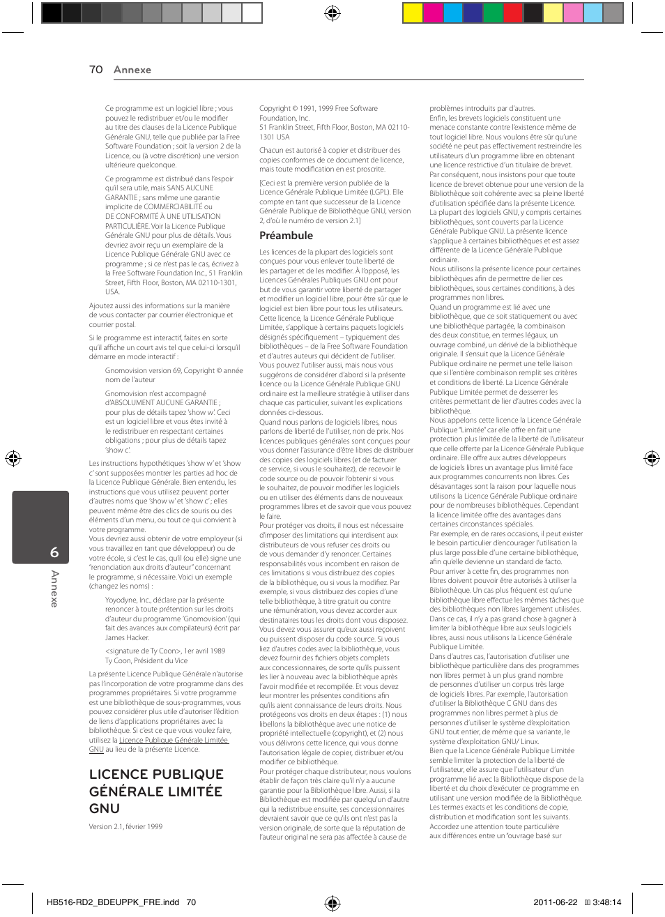 Licence publique générale limitée gnu | Pioneer BCS-HW919 User Manual | Page 136 / 412