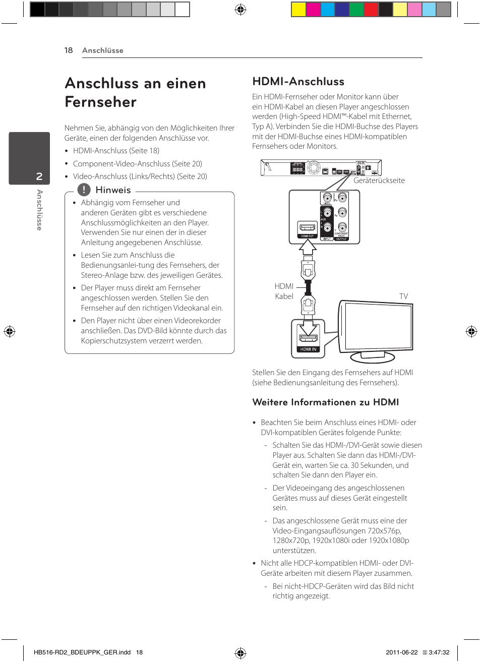 Anschluss an einen fernseher, Hdmi-anschluss | Pioneer BCS-HW919 User Manual | Page 156 / 412