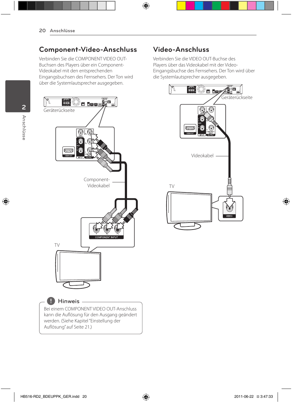 Component-video-anschluss, Video-anschluss | Pioneer BCS-HW919 User Manual | Page 158 / 412