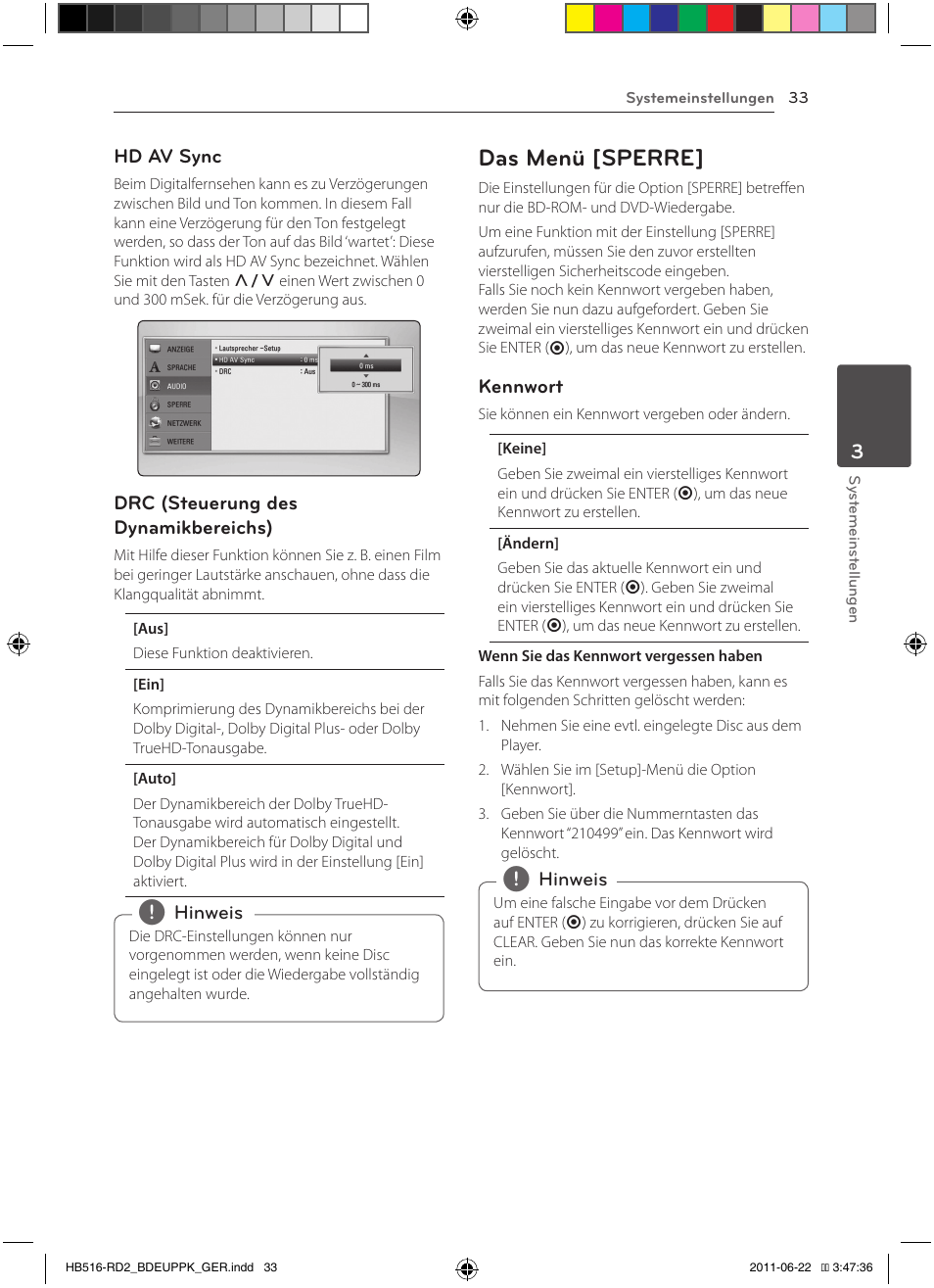 33 – das menü [sperre, Das menü [sperre | Pioneer BCS-HW919 User Manual | Page 171 / 412