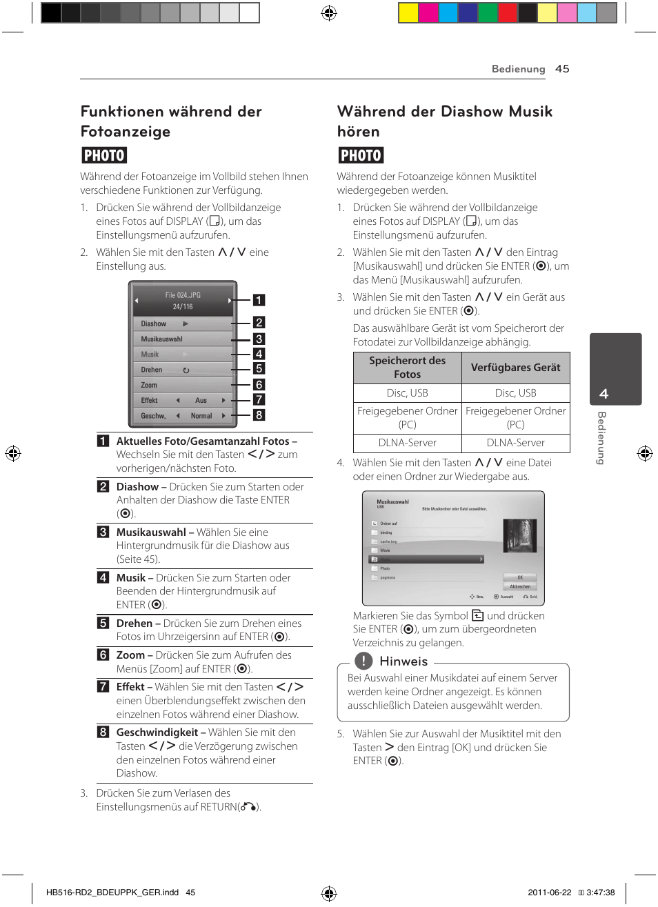 45 – funktionen während der fotoanzeige, 45 – während der diashow musik hören, Funktionen während der fotoanzeige i | Während der diashow musik hören i | Pioneer BCS-HW919 User Manual | Page 183 / 412
