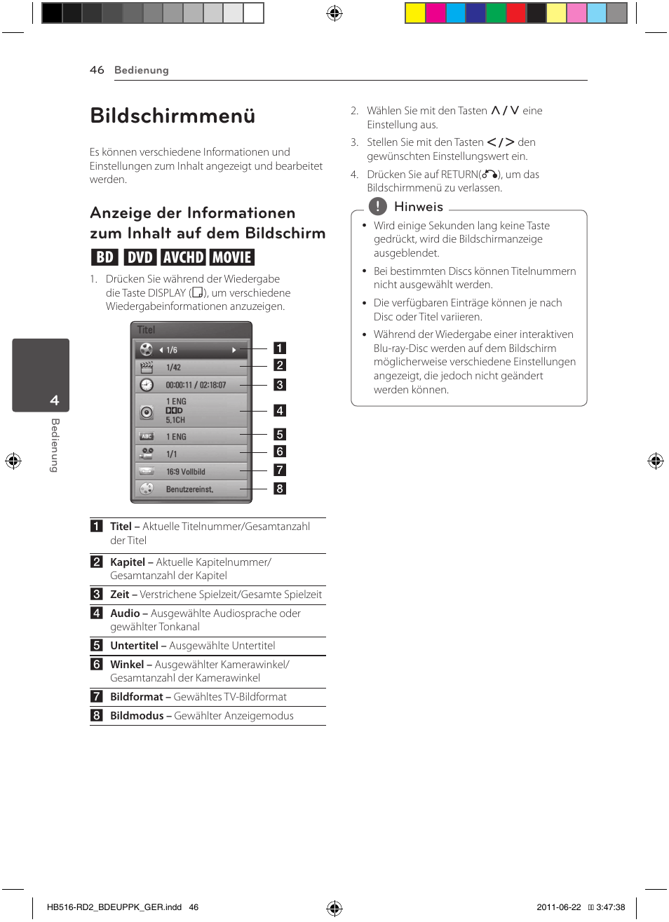 Auf dem bildschirm, Bildschirmmenü | Pioneer BCS-HW919 User Manual | Page 184 / 412