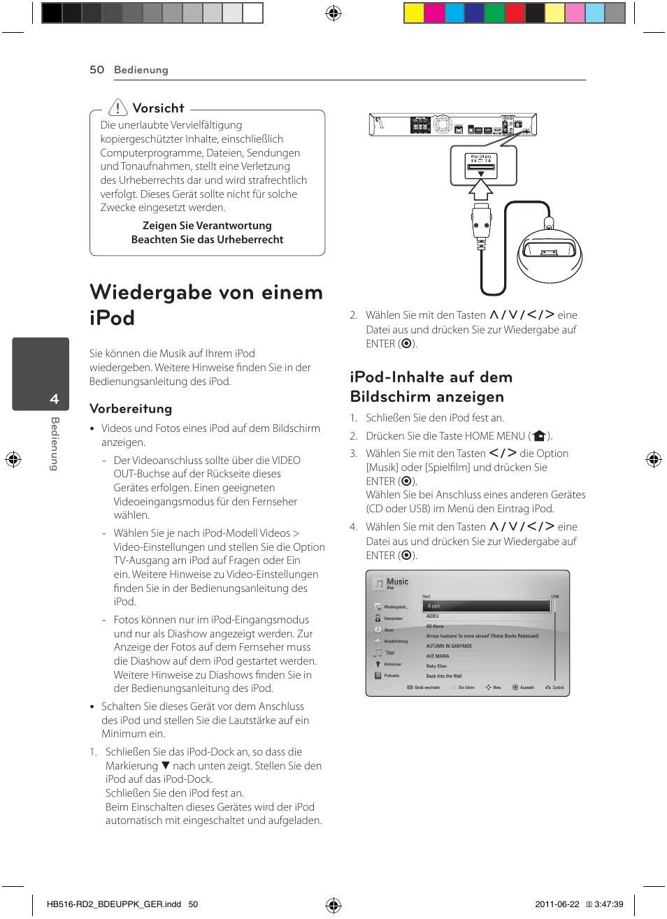 Anzeigen, Wiedergabe von einem ipod, Ipod-inhalte auf dem bildschirm anzeigen | Pioneer BCS-HW919 User Manual | Page 188 / 412