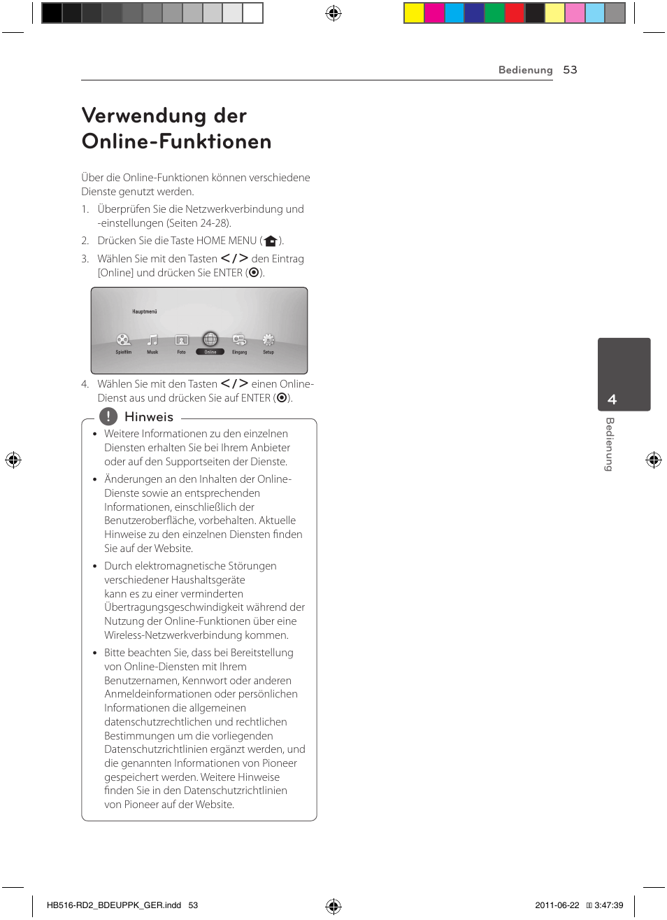 53 verwendung der online-funktionen, Verwendung der online-funktionen | Pioneer BCS-HW919 User Manual | Page 191 / 412