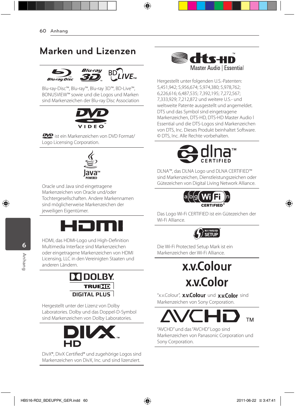 60 marken und lizenzen, Marken und lizenzen | Pioneer BCS-HW919 User Manual | Page 198 / 412