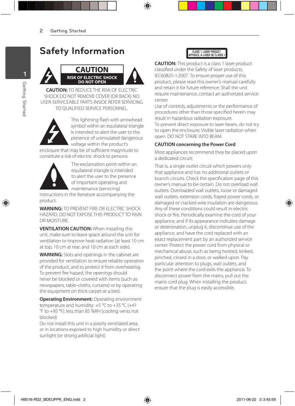 Safety information, Caution | Pioneer BCS-HW919 User Manual | Page 2 / 412
