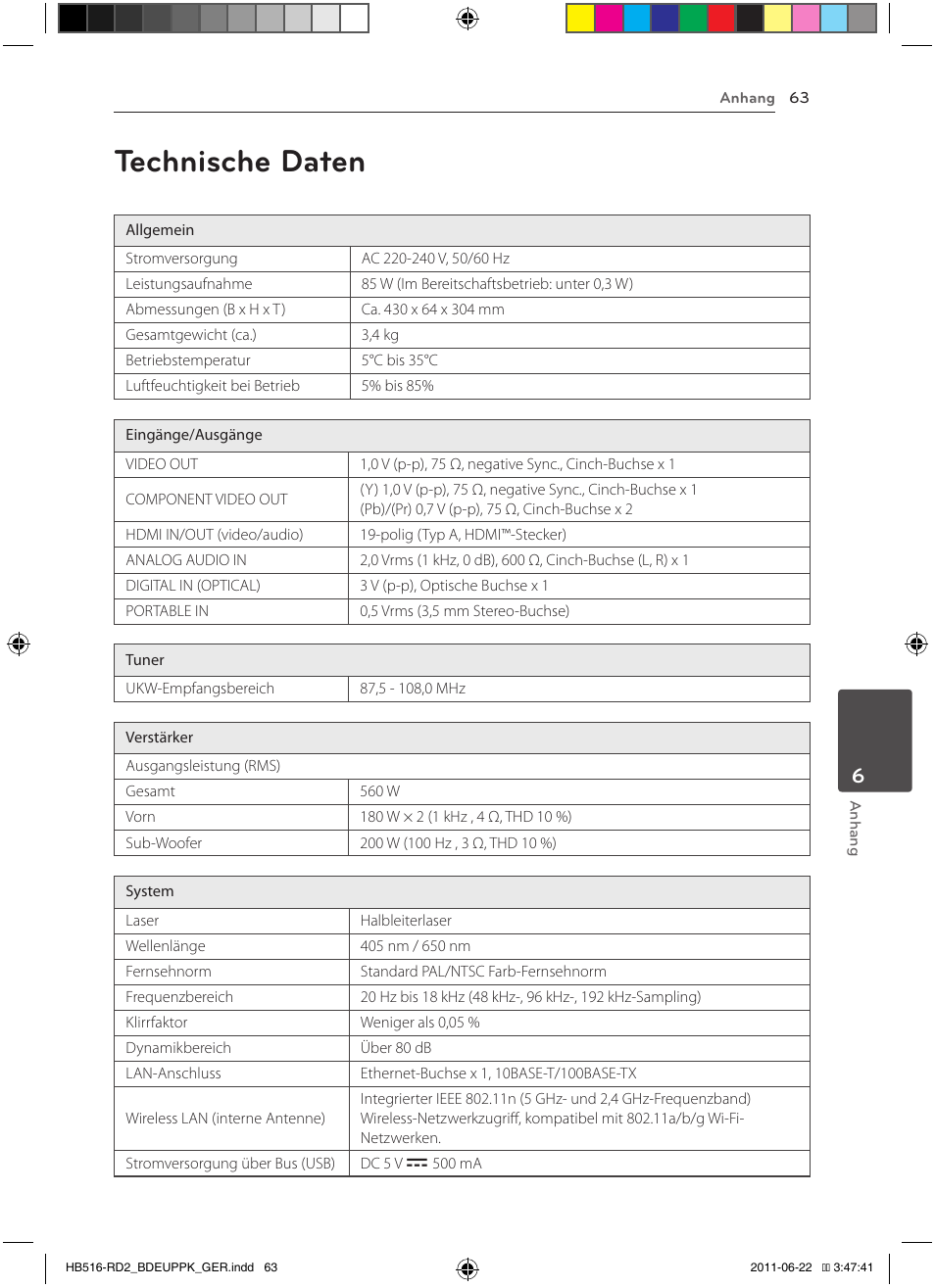 63 technische daten, Technische daten | Pioneer BCS-HW919 User Manual | Page 201 / 412